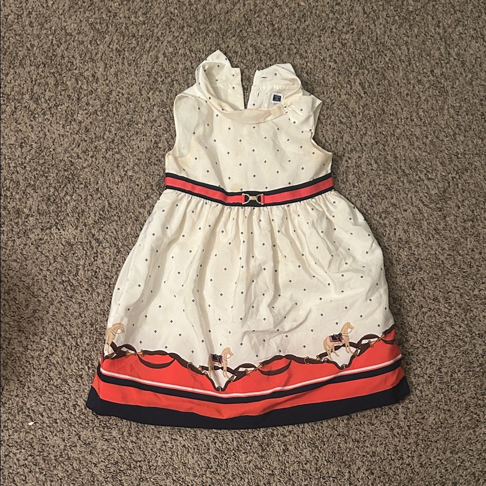 Janie and Jack Cream Dress with Red and Black Accents
